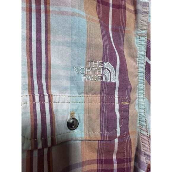 The North Face Button Shirt Mens Large Multicolor Plaid Collared Short Sleeve - Picture 4 of 8